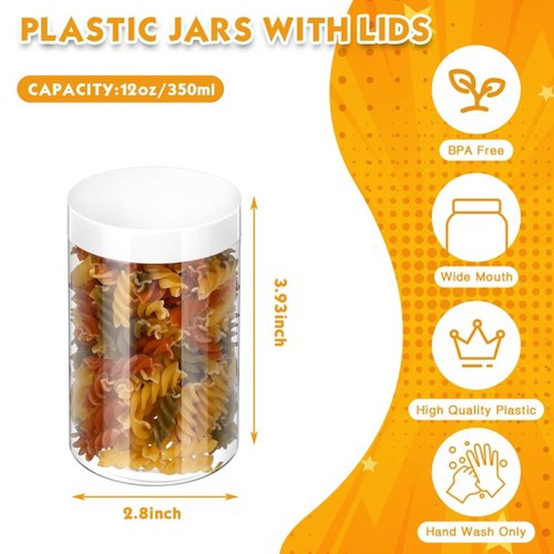 Patelai 4 Pieces Round Clear Wide-mouth Leak Proof Plastic Container Jars with Lids for Travel Storage Makeup Beauty Products Face Creams Oils Salves Ointments DIY Making or Others (White,12 Ounce)
