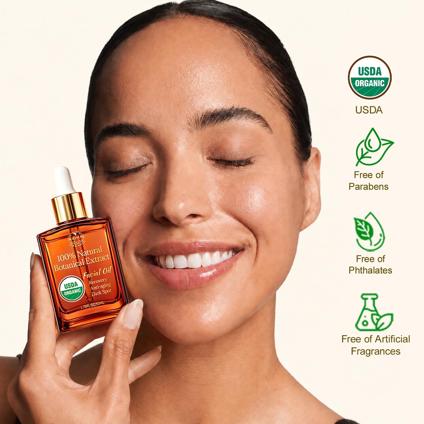 MMPANG Organic Face Oil, Rose Oil & Vitamin C USDA Facial Oil for Dry Skin