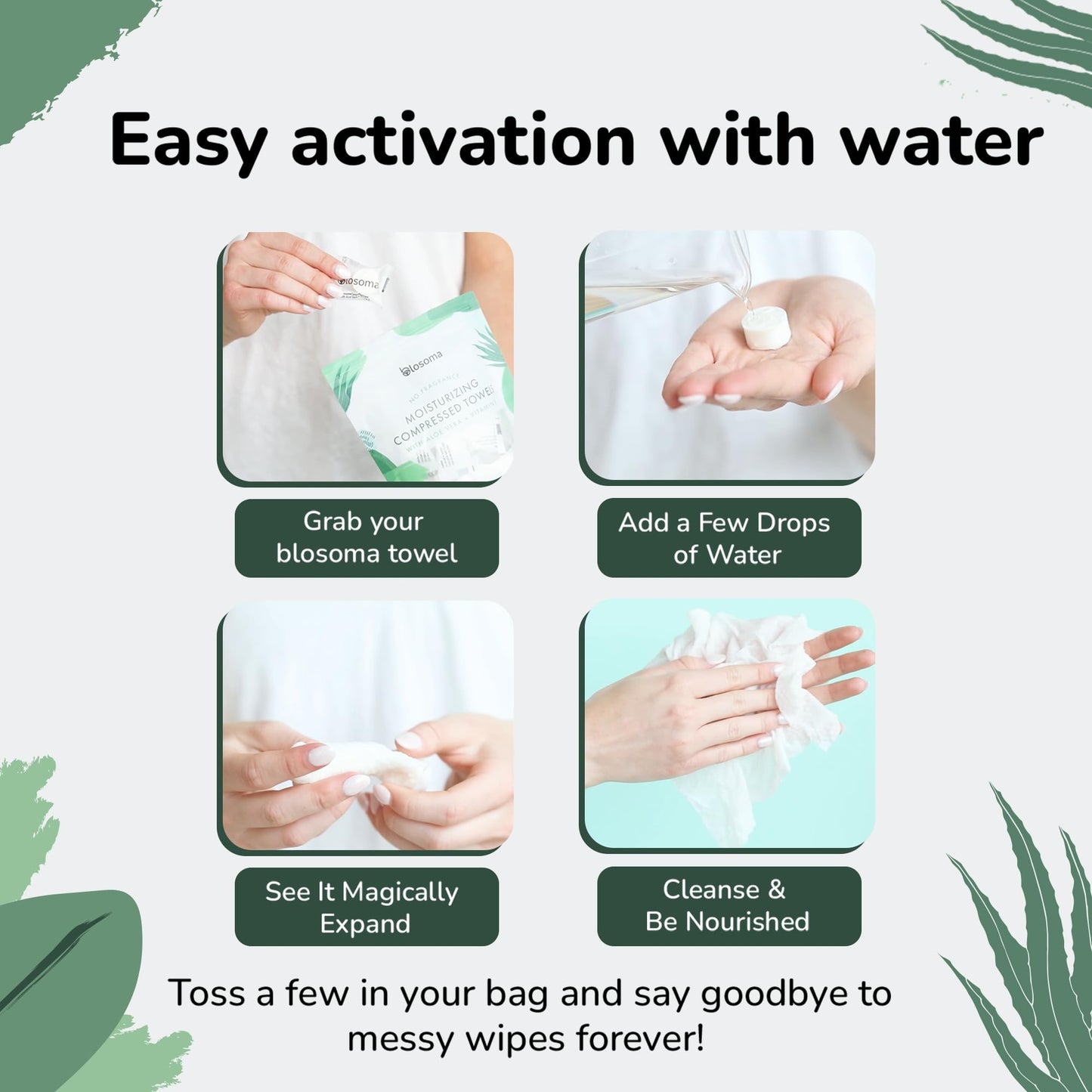 Unscented Moisturizing Compressed Towel, Disposable Mini Tablets Cotton Coin Tissue, Water Activated Rejuvenating Towels for Travel, Camping, Gym, Home Fragrance-Free Portable Hand Wipe (Pack of 50)