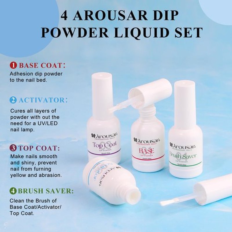 Arousar Dip Powder Nail Set Starter, 8 Colors White Blue Dipping Powder System Liquid Set, Nail Tools for French Nail Art Manicure Salon DIY at Home, Color 22