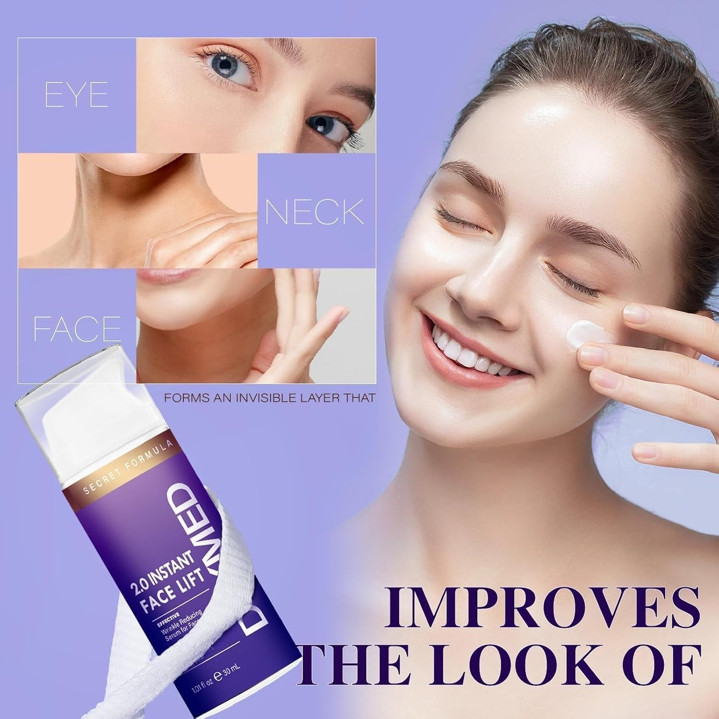 Contain 8% Caffeine Hyaluronate Hydrolyzed Collagen Polypeptide Eye Essence,Strengthen the Removal of Bags, Dark Circles, Wrinkles, Melasma,Instant Face Lift, Suitable for Face, Anti-Wrinkle Neck 2.0