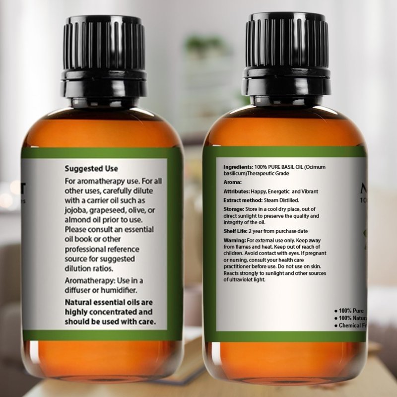 Mayan's Secret - 4oz Pure Carrier and Essential Oils for Skin Care, Hair, Body Moisturizer for Face-Anti Aging Skin Care (Basil Oil, 4oz)