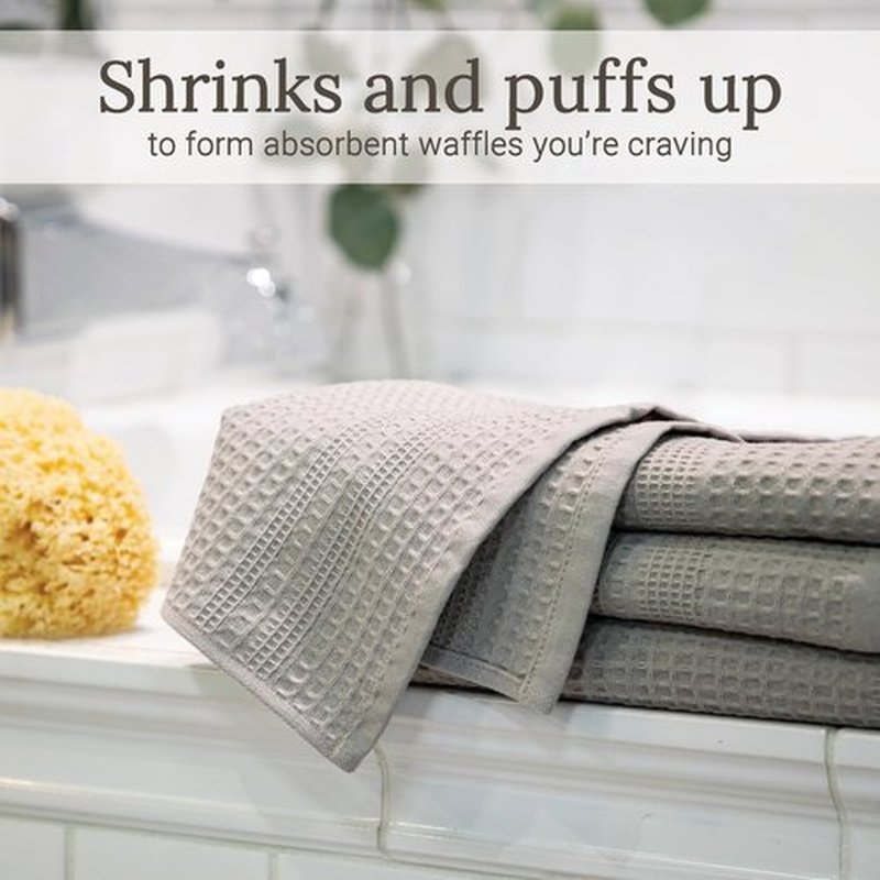 GILDEN TREE Waffle Towel Quick Dry Thin Exfoliating, 4 Pack Washcloths for Face Body, Classic Style (Pewter)