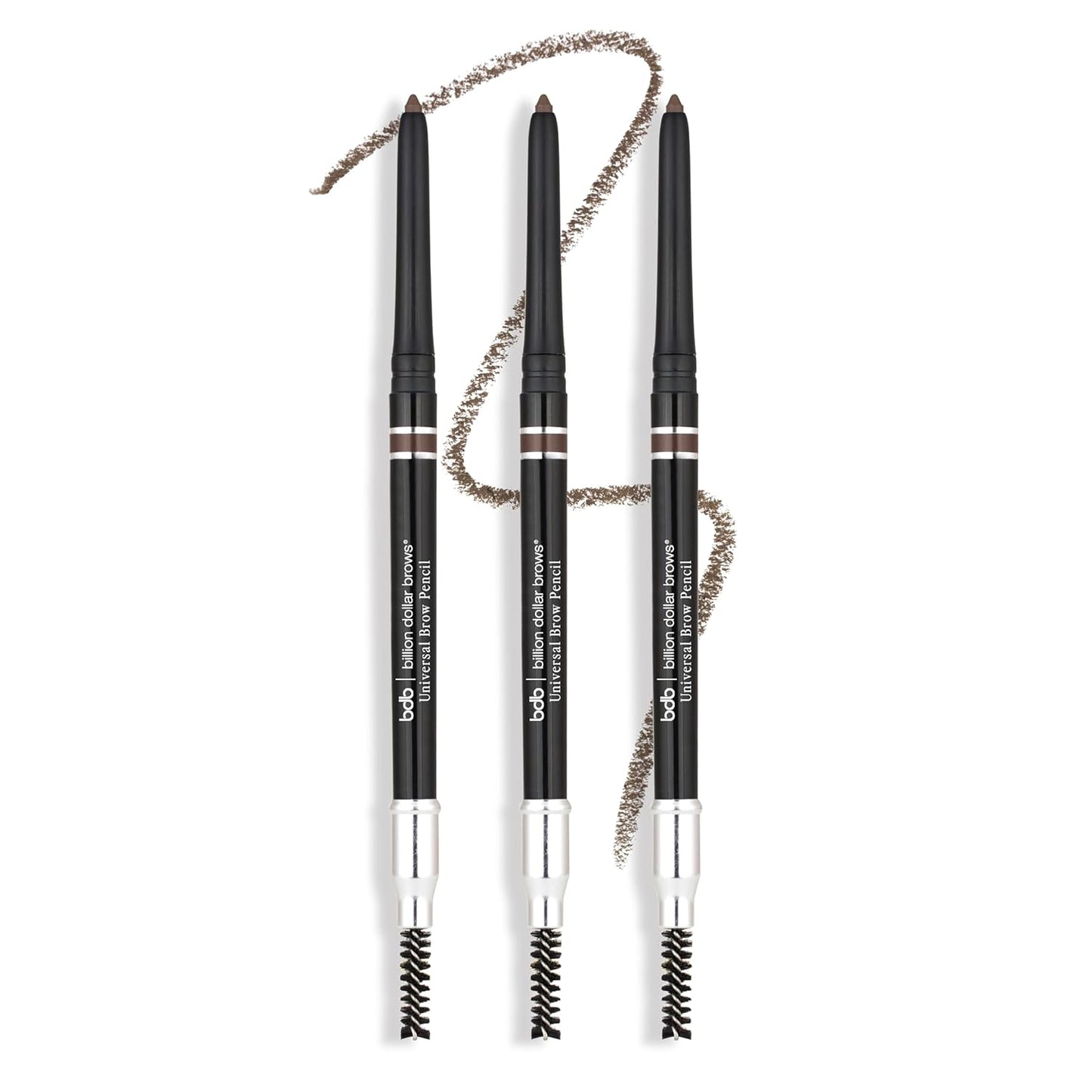 bdb Universal Eyebrow Pencil - Precision Tip & Spoolie, Waterproof, Define Shape & Fill Brows, 3-Pack