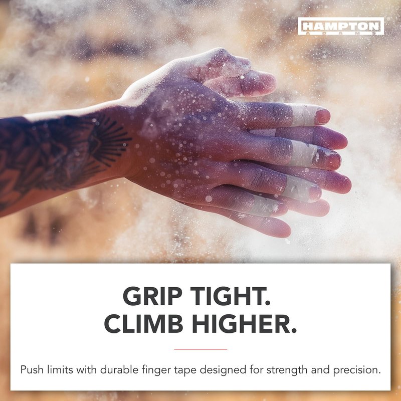 Hampton Adams | As Seen on Shark Tank | Pro Finger Tape (8-Pack) | for BJJ Bouldering Crossfit Weightlift | Non-Slip Extreme Quality No-Fray Climbing Tape | Extended Wear Super Strong Adhesive (White)