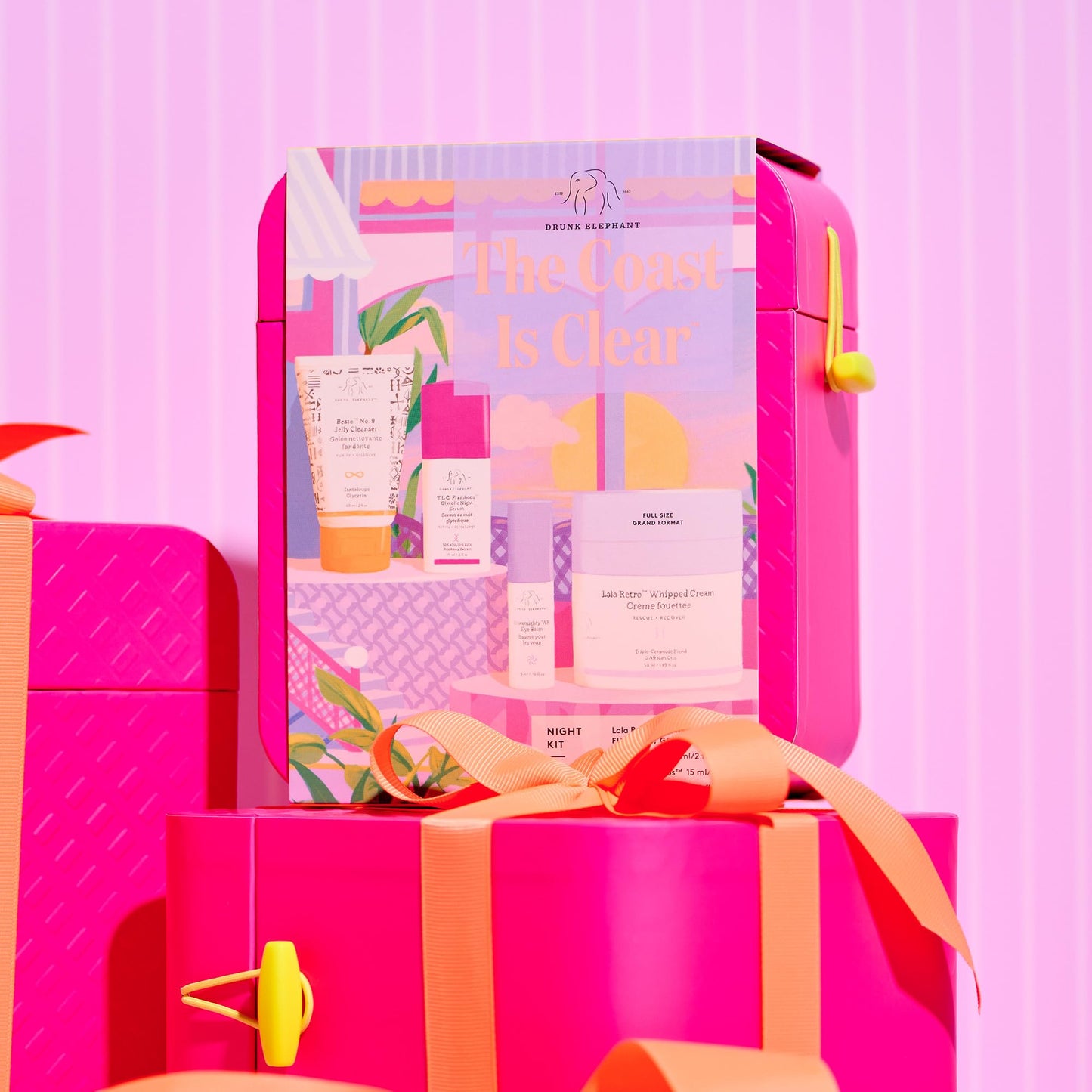 Drunk Elephant The Coast Is Clear Night Kit - Includes Lala Retro (50 ml/1.69 fl oz), T.L.C. Framboos (15 ml/.5 fl oz), Ceramighty (5 ml/.16 fl oz), and Beste No. 9 60 ml/2 fl oz)
