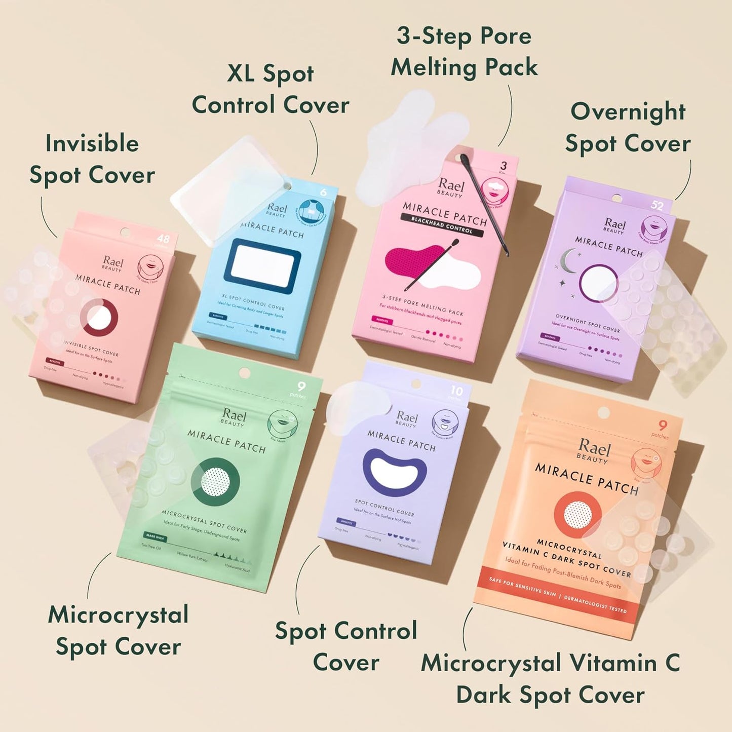 Rael Pimple Patches, Miracle Microcrystal Spot Cover - Hydrocolloid Acne Patch with Tea Tree Oil, Early Stage Zits and Blemish, Korean Skin Care, Vegan, Cruelty Free (27 Count)