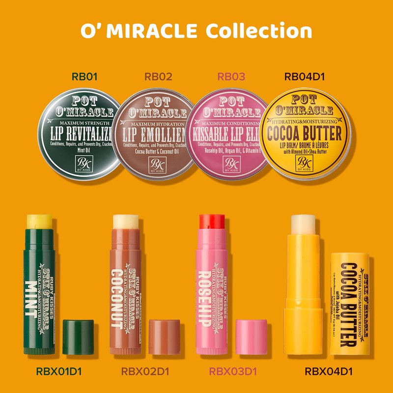 Ruby Kisses Pot O'Miracle Hydrating & Moisturizing Cocoa Butter Lip Balm with Almond Oil and Shea Butter- RB04D1 (1 PACK)