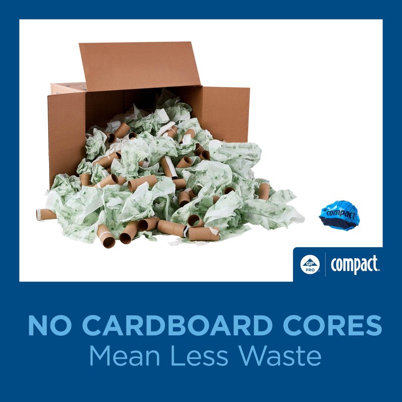 Compact Coreless 1-Ply Recycled Toilet Paper by GP PRO (Georgia-Pacific), 19374, 3,000 Sheets Per Roll, 18 Rolls Per Case