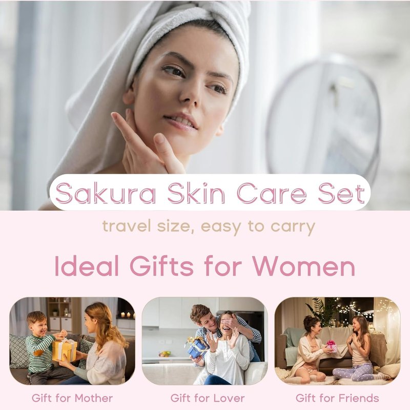 Japan Sakura Skin Care Set for Teens | 8-Piece Kit with Cleanser, Serum & Cream - Perfect for Ages 10-12