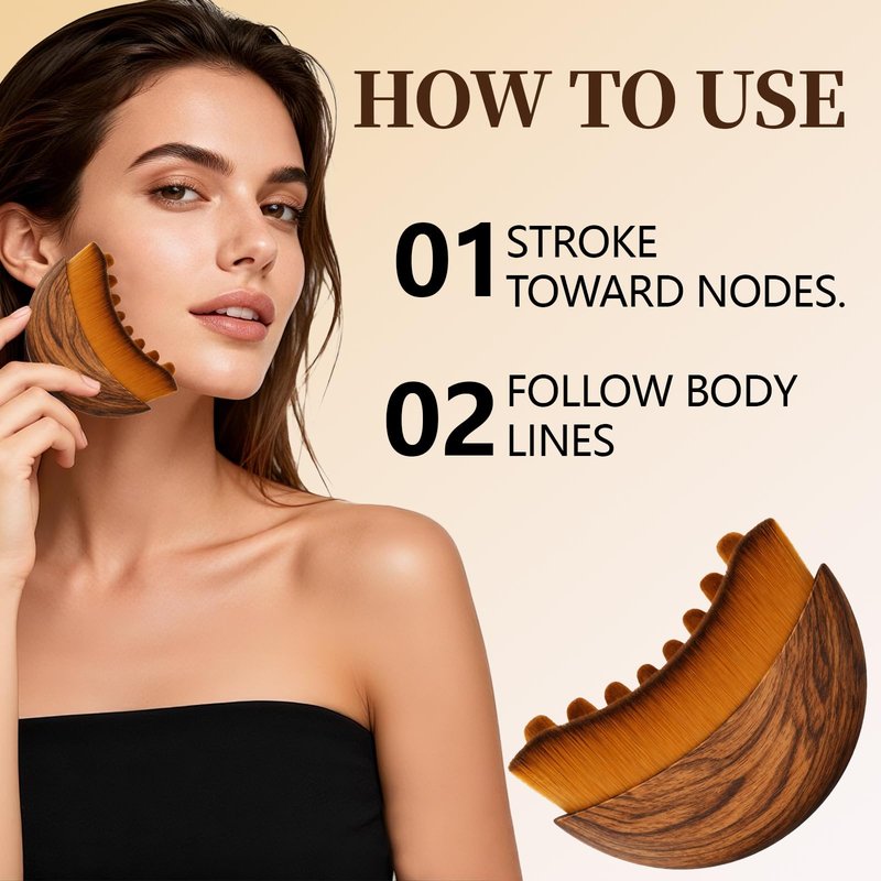 Lymphatic Contour Face Brush - Facial Massage Tool for Lymphatic Drainage, Contouring & Relaxation | Gentle Gua Sha Brush & Skin Care Tools for Daily Routine(2 PCS)