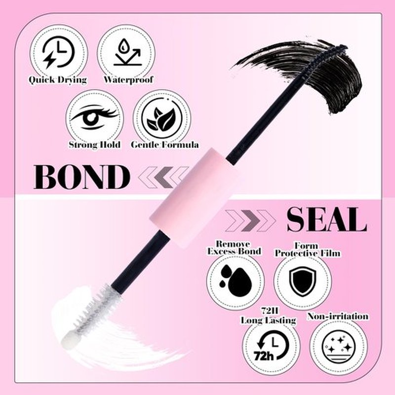 Lash Bond and Seal and Remover and Pro Eyelash Curlers with Eyelash Separator Comb Kit Strong Hold Long Lasting Bond and Seal Lash Glue and Gentle Cluster Lashes Remover and 2 in 1 Lashes Curler