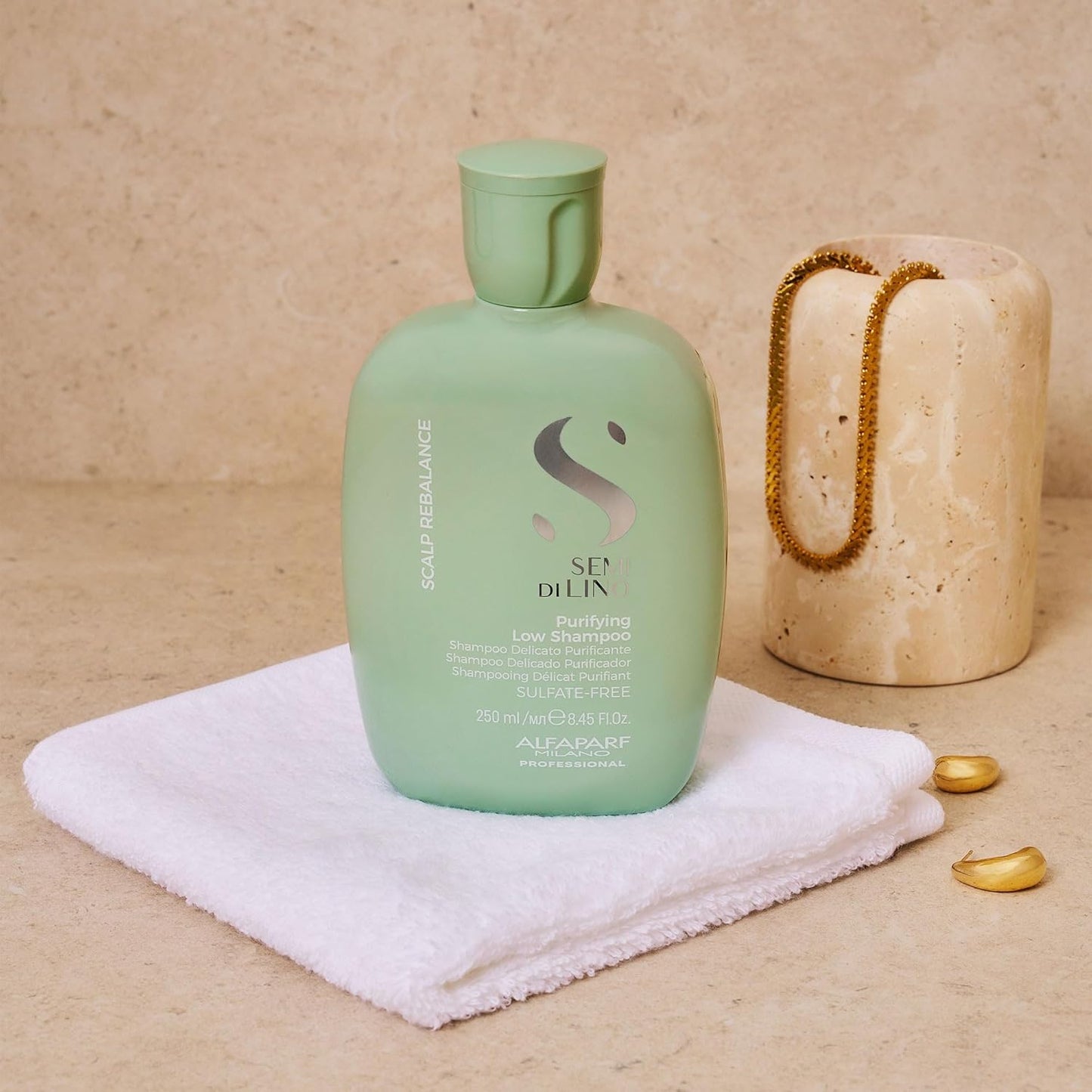 Alfaparf Milano Semi Di Lino Scalp Rebalance Shampoo for Dry Scalp - Sulfate Free Shampoo - For Excessive Oiliness and Flakes - Professional Salon Quality
