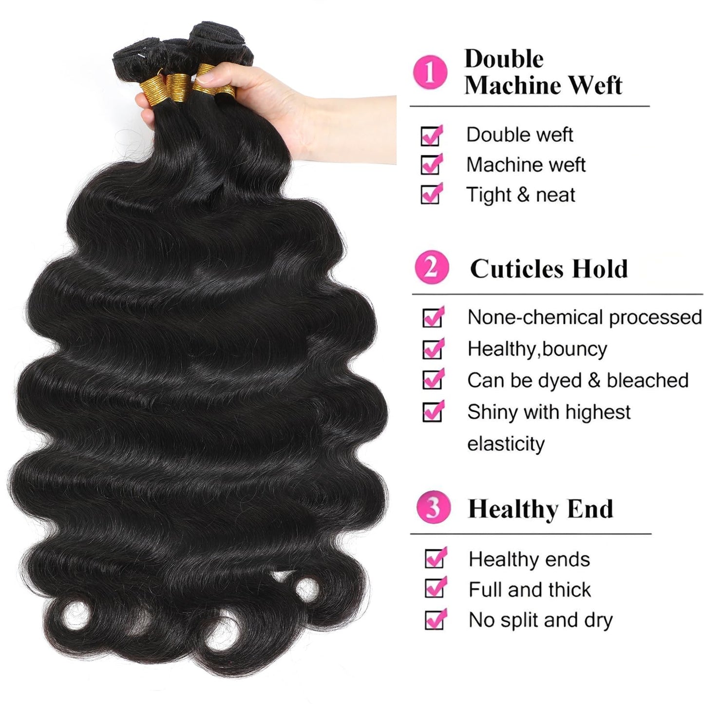 Human Hair Bundles with Closure - Body Wave Bundles with Closure Human Hair 3 Bundles with Closure 24 26 28+20, 100% Unprocessed 12A Brazilian Virgin Hair Bundles with 4x4 Lace Closure Free Part