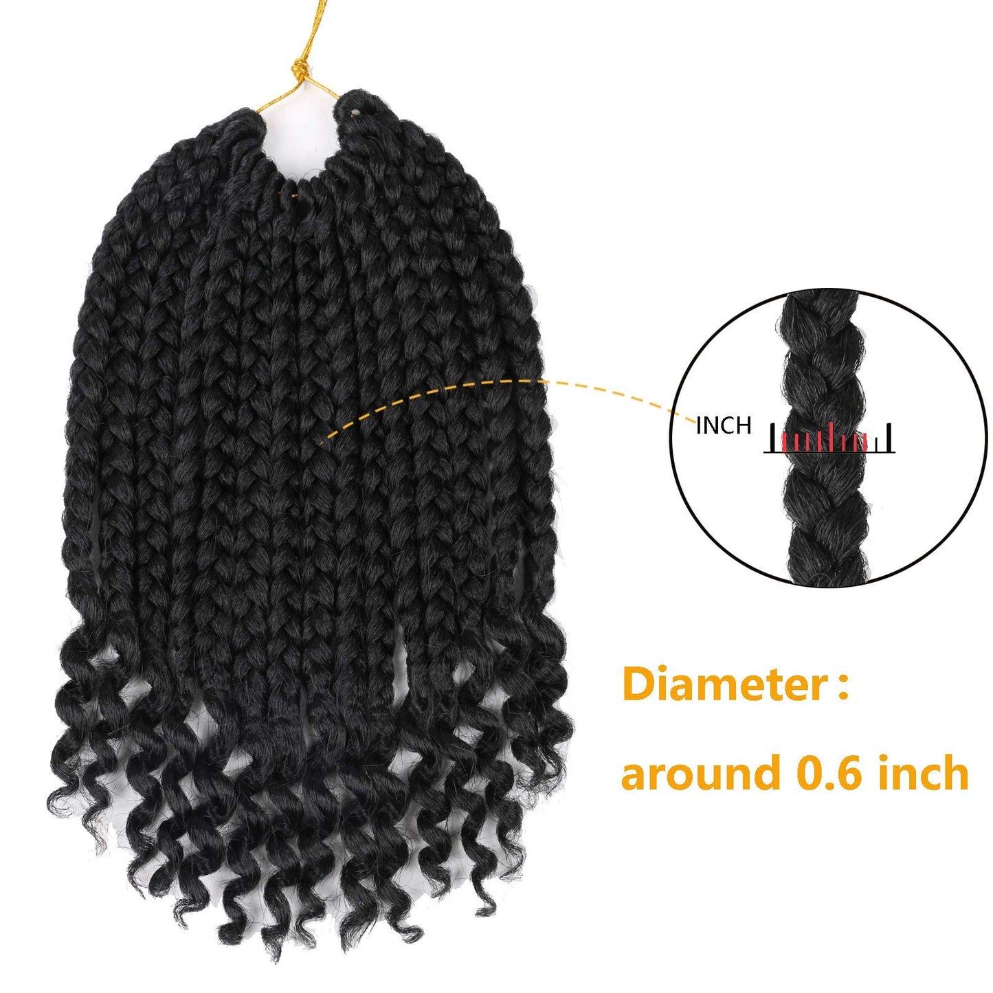 6 Packs Crochet Box Braids Curly Ends 10 Inch Crochet Braids Bohemian Box Braids Crochet Hair for Black Women (1B, 10 Inch)