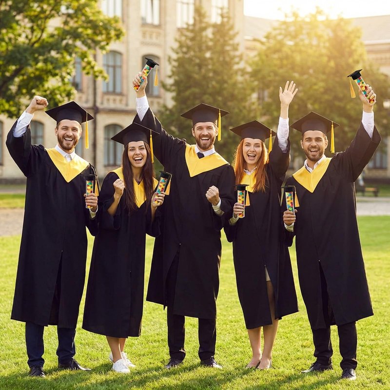 janbrm 2026 Graduation Candy Tubes 50 Pcs Graduation Candy Containers and 50 pcs Mini Caps Grad Cap Candy Box with Stickers Graduation Supplies Graduation Party Favors (Black)