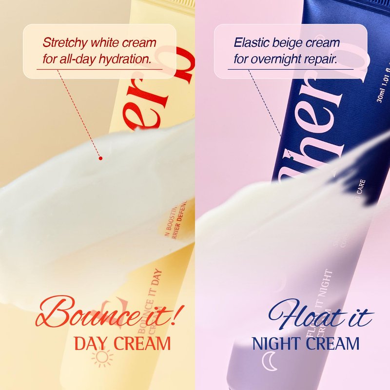 ESSENHERB Day to Night Routine Program Mini – Bounce It Day Cream & Float It Night Cream | Soybean Extract, Retinol & Ceramide for Glass Skin | Trial & Travel Size Korean Skincare Set (0.33 fl oz EA)