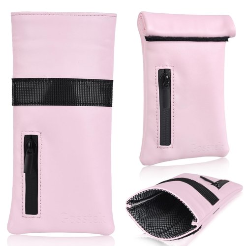 Gosstek Pocket Size Storage Bag with 3 Small Accessories, PU Leather Storage Case and Great Gift for Women, Portable Pocket Pouch for Home and Travel (Pink Set)