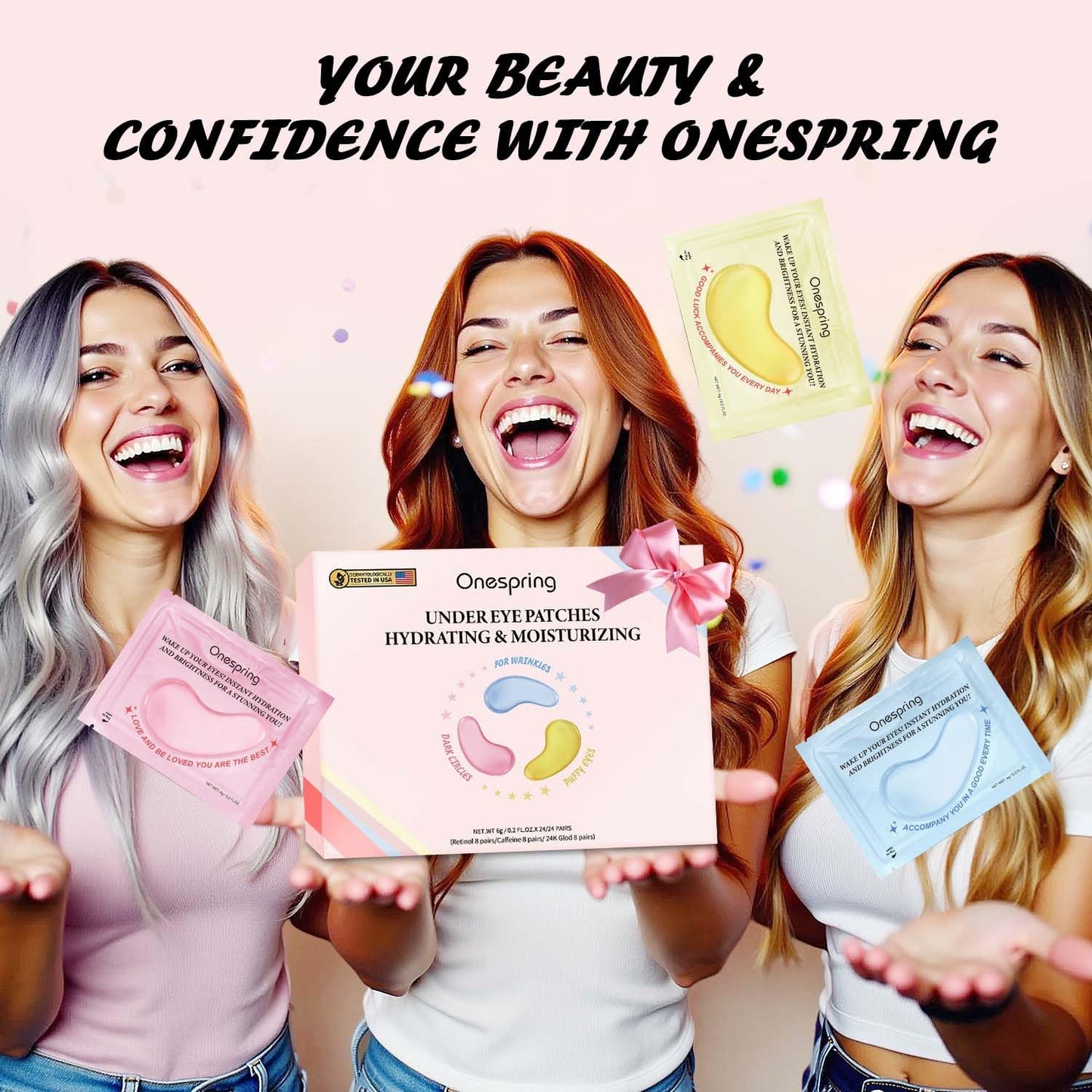 Onespring Eye Masks (36 Pairs) - Caffeine, Retinol, 24K Gold for Puffiness, Dark Circle, Wrinkles, Fine Lines - Firming Eye Gel Pads, Great for Holiday Gifts and Personal Use