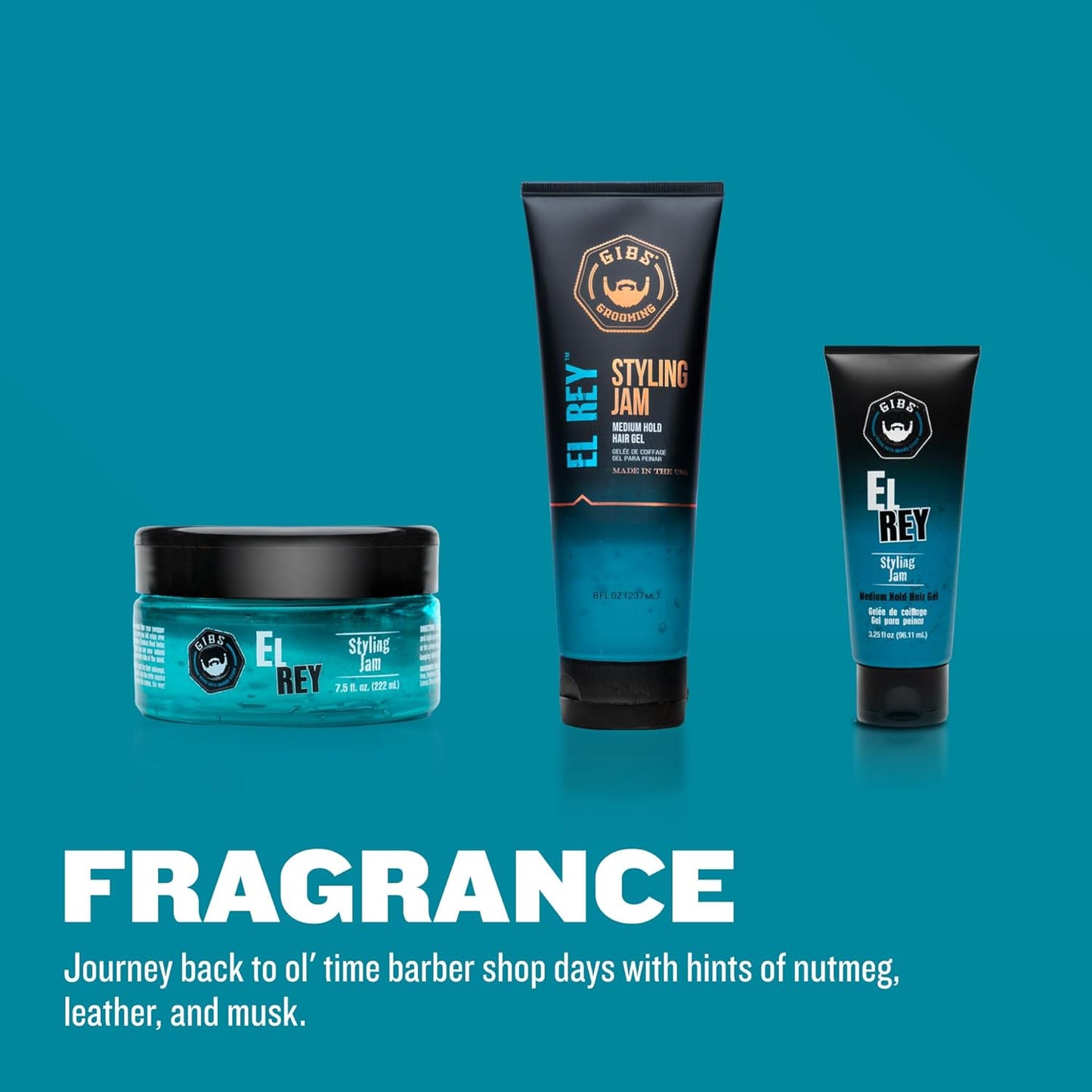 GIBS Grooming El Rey Styling Jam for Men, Medium Hold Hair Gel