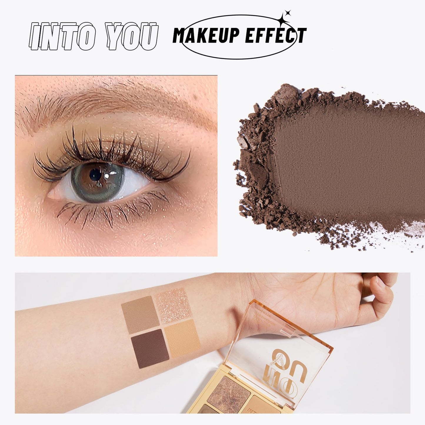 INTO YOU Nude Eyeshadow Palette, 4 Colors Matte, Shimmer and Glitter Eye Shadow Palletes, Warm Neutral Naked Pigments, Long Lasting Professional Beauty Makeup Eyeshadow