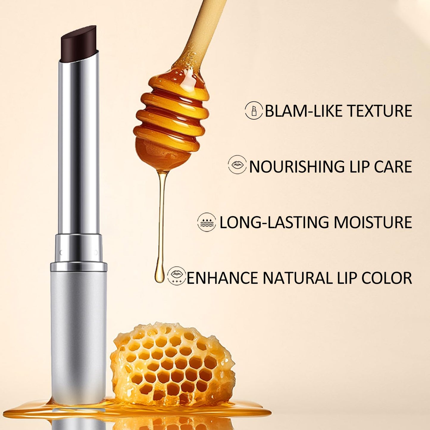Erinde 2PCS Black Honey Lipstick Tinted Lip Balm, Hydrating Natural Glossy Lip Balm, Sheer Lightweight Color, Moisturizing Lipstick Makeup Lip Care Balm for Repairing Dry Lips