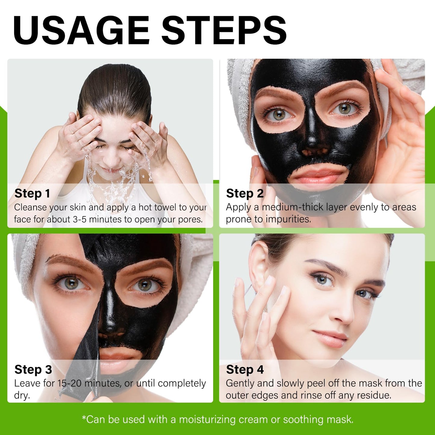 AOPEIBOTO Charcoal Peel Off Face Mask, Blackhead Remover Mask, Black Mask Peel Off for Nose, Deep Cleansing Face Proes, Dirts and Oil for Women & Men, 120g/4.23fl.oz