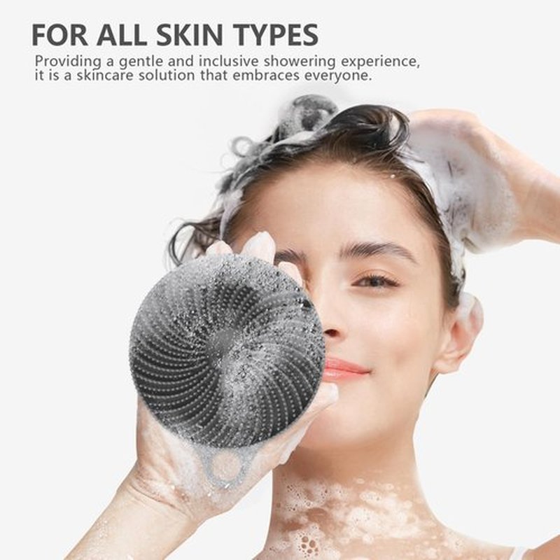 BEAUTAIL 2 in 1 Silicone Brush, Body Shower Scrubber and Scalp Hair Massager Shampoo Brush, Deeply Cleanse Skin, Dandruff Removal and Hair Growth, Gentle for Women Men Sensitive Skin (Charcoal)