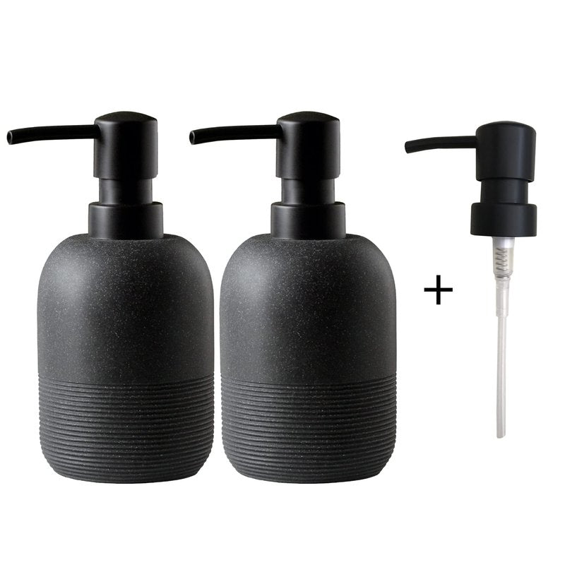 GalDal Matte Black Soap Dispenser Sets with Pump,Hand Soap and Lotion Dispenser for Bathroom Countertop,Morden Soap Dispenser for Kitchen-10.6oz.