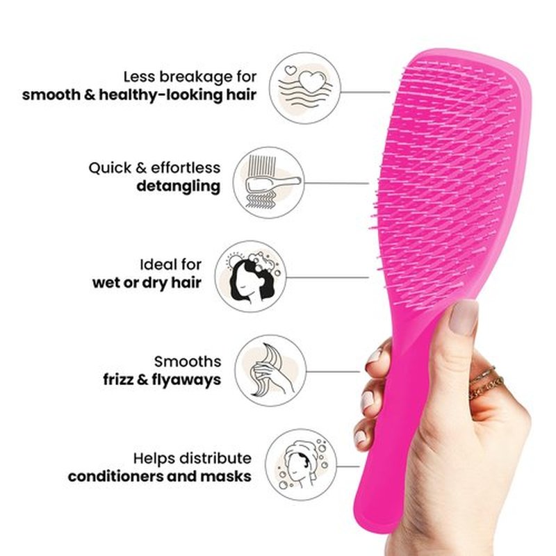 Tangle Teezer Ultimate Detangler Hairbrush for Wet & Dry Hair, Eliminates Knots & Reduces Breakage for All Hair Types, Runway Pink
