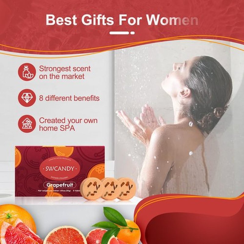Aromatherapy Shower Steamers Birthday Day Gifts Grapefruit - Swcandy 8 Pcs Bath Bombs Birthday Gifts for Women, Shower Bombs with Essential Oils, Relaxation Home SPA for Women Who Has Everything
