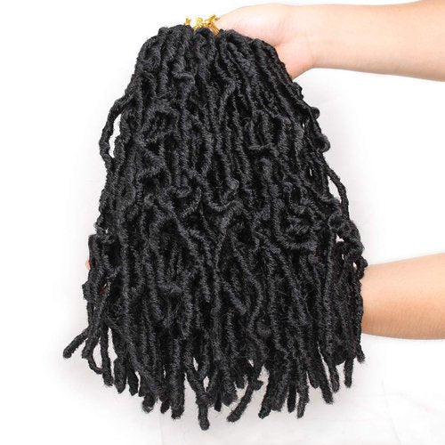 Leeven 12 Inch 108 Strands Short Soft Locs Crochet Braids Hair For Distressed Butterfly Locs Black Curly Faux Locs Crochet Braiding Hair For Women 6 packs/lot 1B#