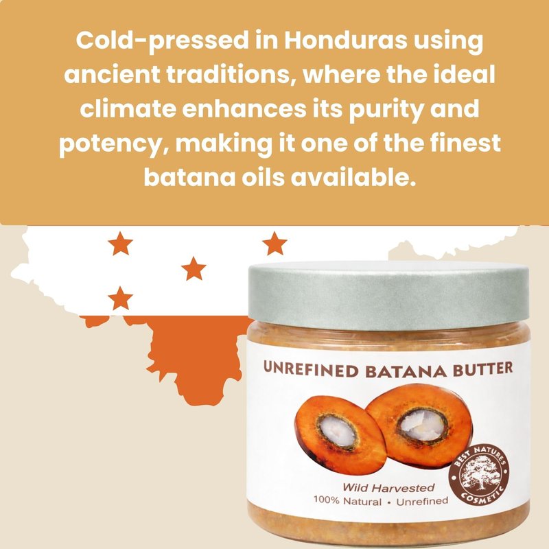 Best Nature's Cosmetics Raw Batana Butter – 100% Pure Organic Unrefined Hair & Scalp Butter for Thick, Natural, Curly Hair – Raw Scalp Mask for Women & Men - 5 fl oz / 150 ml