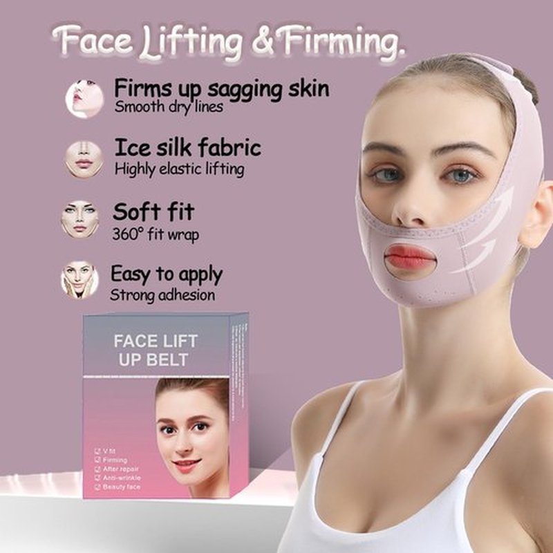 Generic Face Lift Mask, Reusable Face Tape, 2024 New V-Wire Lift Mask, Double Chin Lift Bandage, V-Mask Sagging, Ice Silk Breathable Face Belts for Men and Women, Pink, 6.45×1.18×4.72 Inch, Purple