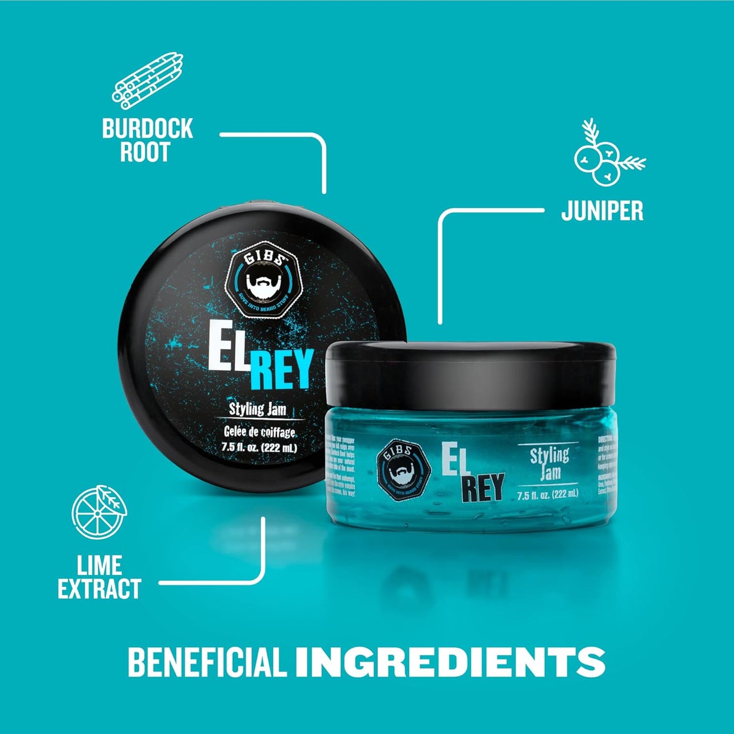 GIBS Grooming El Rey Styling Jam for Men, Medium Hold Hair Gel