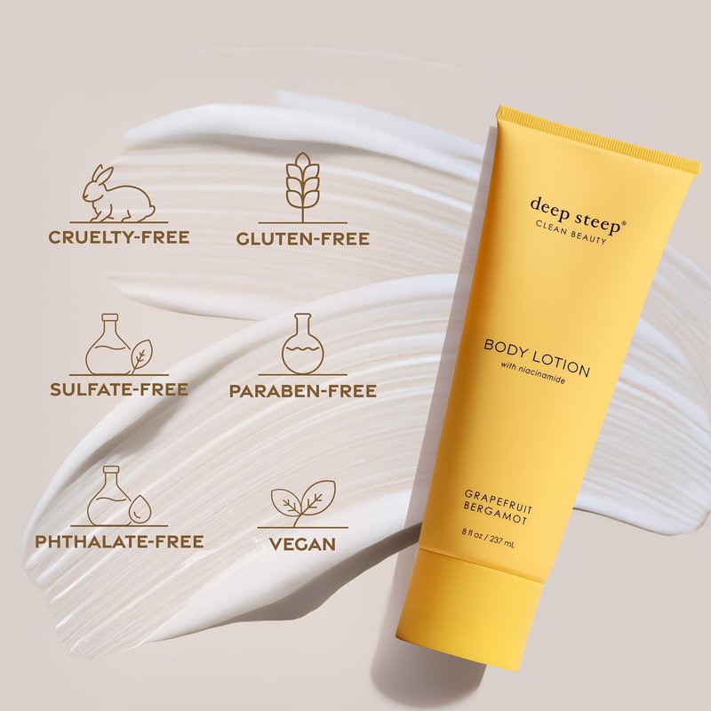 Deep Steep Body Lotion, Passion Fruit Guava, 8 oz – Moisturizer with Coconut Oil, Shea Butter, Argan Oil, Aloe Vera & Niacinamide – Vegan, Clean Beauty, Daily Skin Hydration