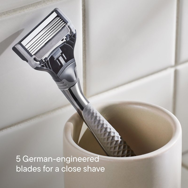 Harry's Original Shaving Kit for Men - Razor Handle and 3 Razor Blade Refill Cartridges - German Engineered - Chrome Edition