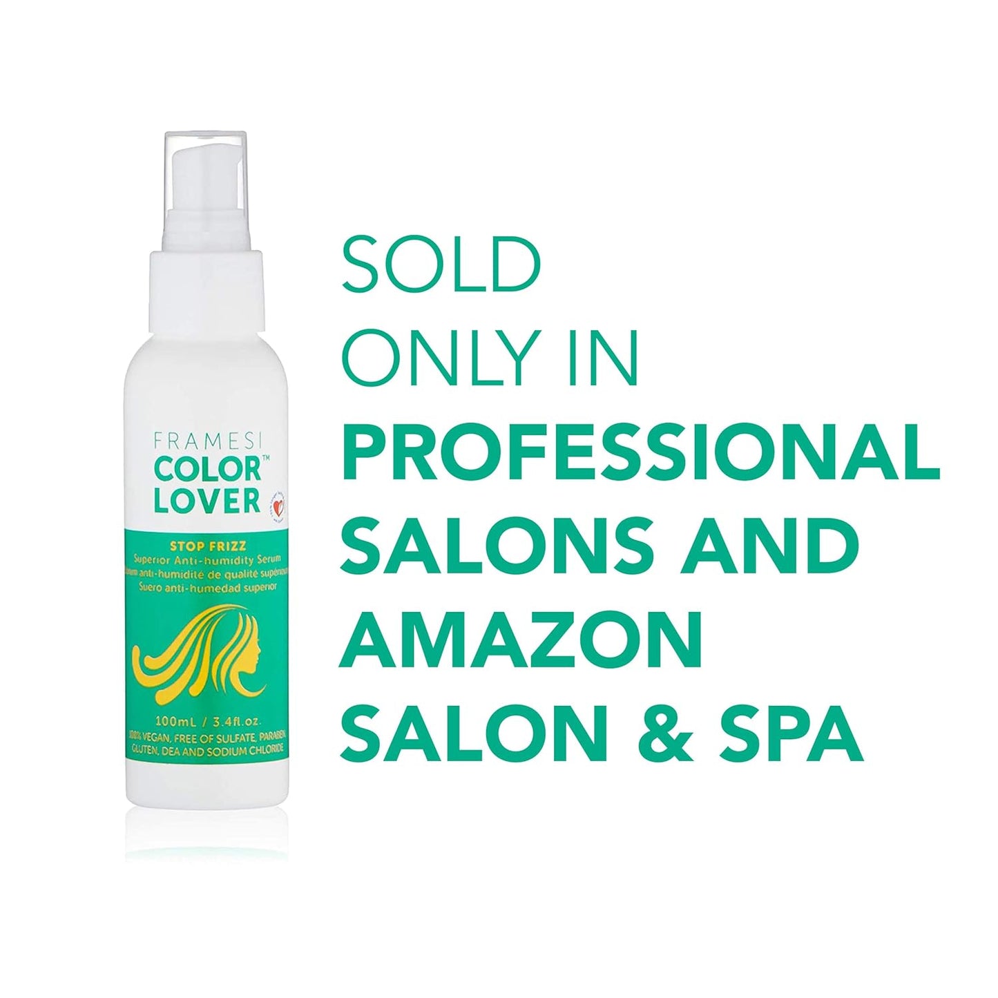 Framesi Color Lover Stop Frizz, 3.4 fl oz, Anti-Humidity Serum and Split End Repair, Color Treated Hair, Travel Size