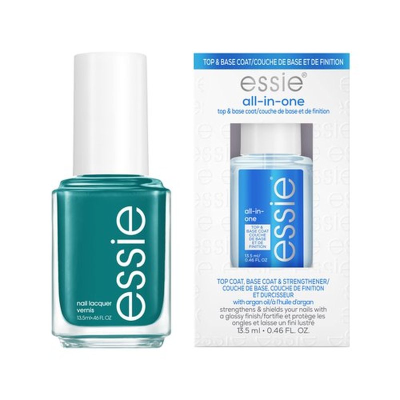 essie Salon-Quality Nail Polish Bundle, Vegan, Green, UnGuilty Pleasures + All In One Base Coat and Top Coat, 0.46 fl oz each