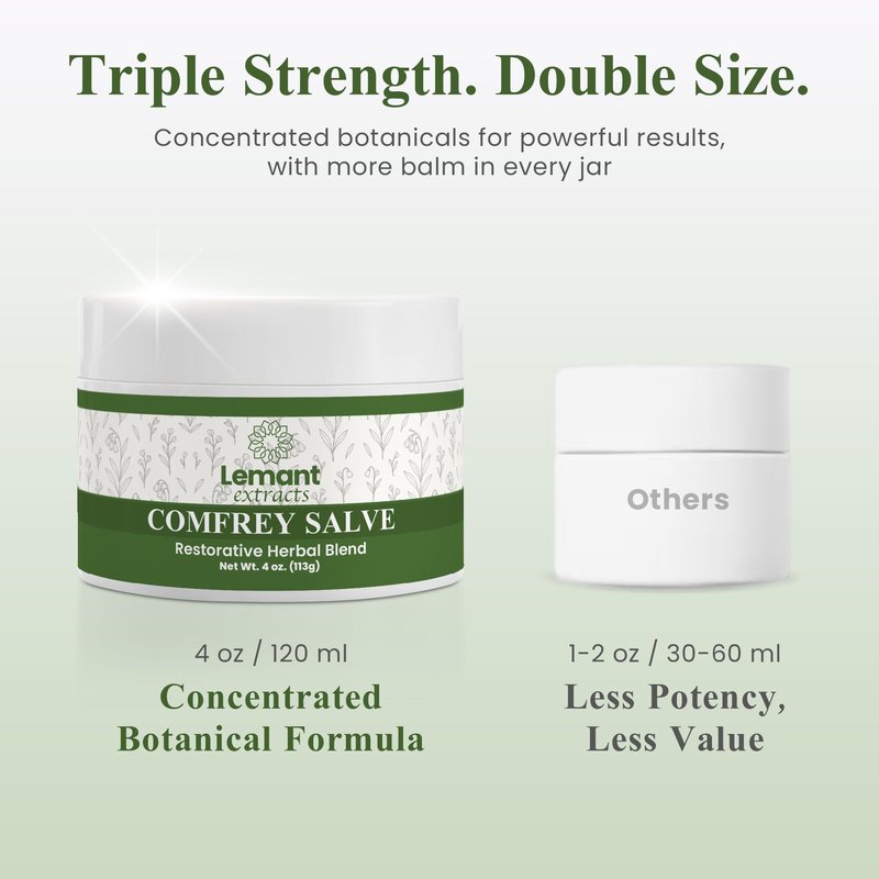 Organic Comfrey Salve for Bone Healing (4 oz) | Natural, Herbal Comfrey Cream for Soothing Comfort and Recovery - Infused with Concentrated Comfrey Oil