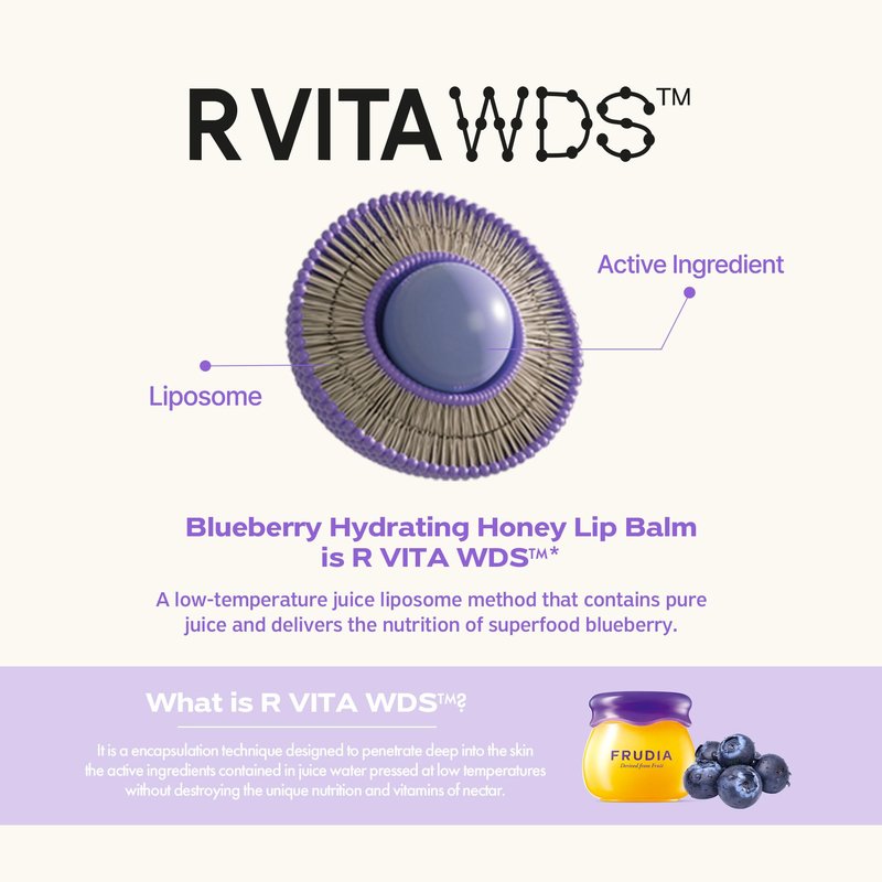 FRUDIA Blueberry Honey Lip Balm, Exfoliating & Moisturizing Dewy Korean Lip Balm for Dry Lips made with Jeju Blueberry & Honey Extracts for Soft, Plump Lips (0.33 fl oz)