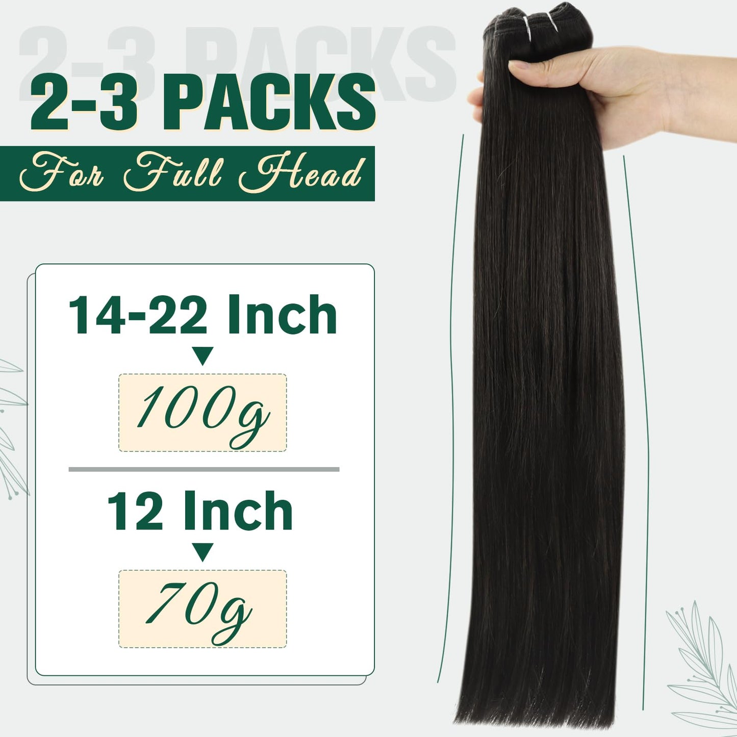 RUNATURE Sew in Hair Extensions Real Human Hair Dark Brown Weft Hair Extensions Human Hair Brazilian Short Double Weft Human Hair Extensions Sew in Bundles Human Hair Straight Hairpiece 12 Inch 70g