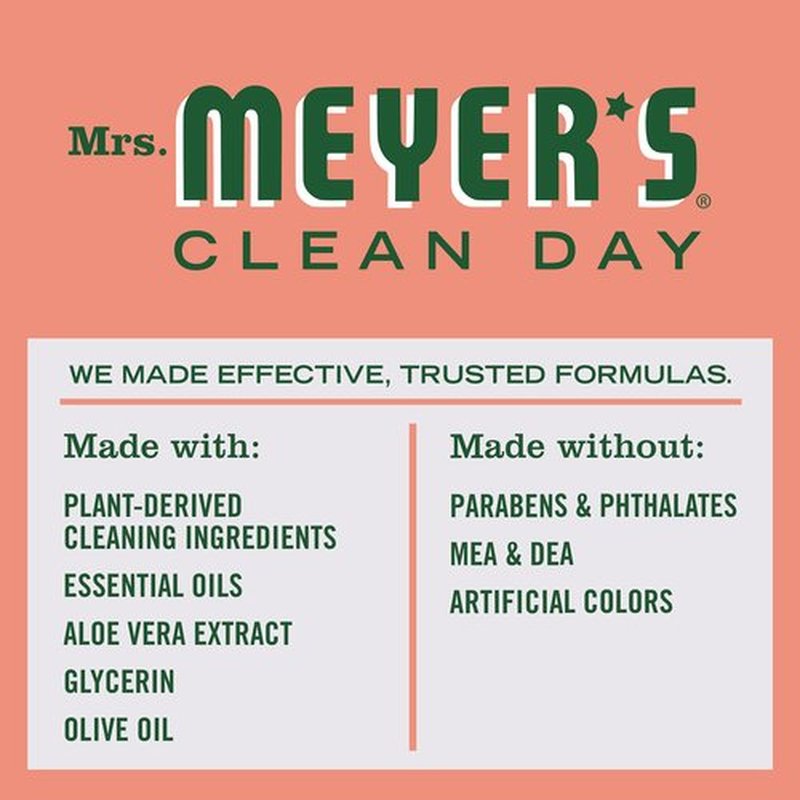 MRS. MEYER'S CLEAN DAY Hand Soap, Made with Essential Oils, Biodegradable Formula, Geranium, 12.5 fl. oz - Pack of 3