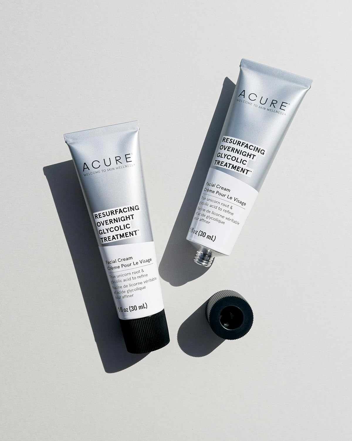 ACURE Resurfacing Overnight Glycolic Treatment - Night Dewy Glow Cream with Moonstone,True Unicorn Root, Glycolic & Lactic Acid Formula - Refines, Resurfaces and Improves Skin Tone & Texture - 1 Fl Oz