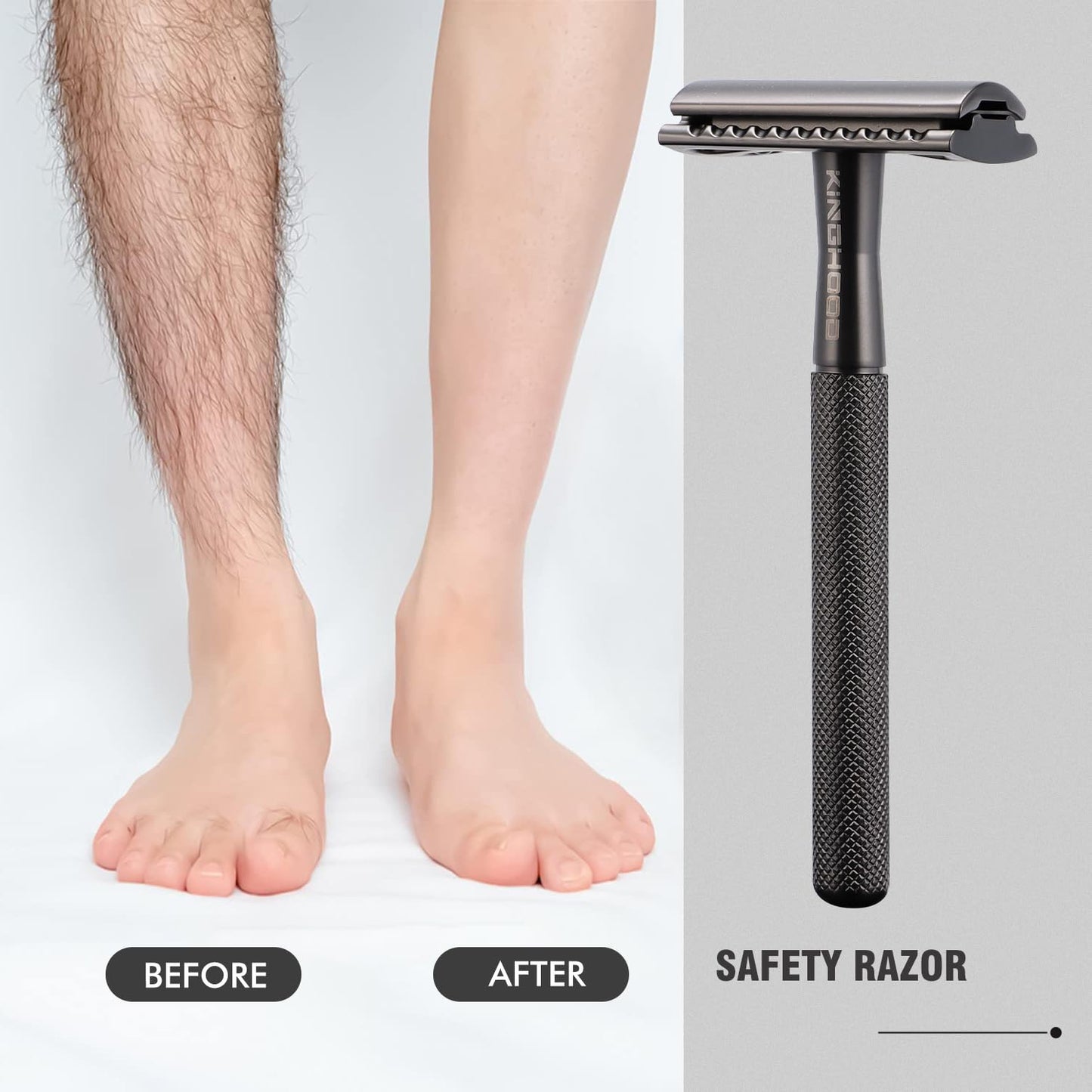 KINGHOOD Safety Razor One Blade Razor Single Blade Razor Metal Razor Reusable Razor Double Edge Razor Closed Comb Safety Razor Brass Reusable Razor Black