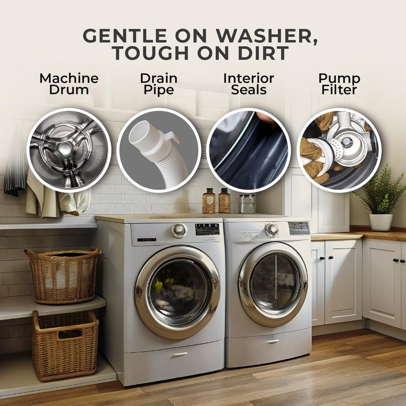 Washing Machine Cleaner Tablets – Deep Clean Washer Descale, Laundry Tub Cleaning Solution, Smell Fresh, Eliminates Buildup & Dirt, For Front & Top Load Washers, Easy-to-Use Tablets, 6 Pack