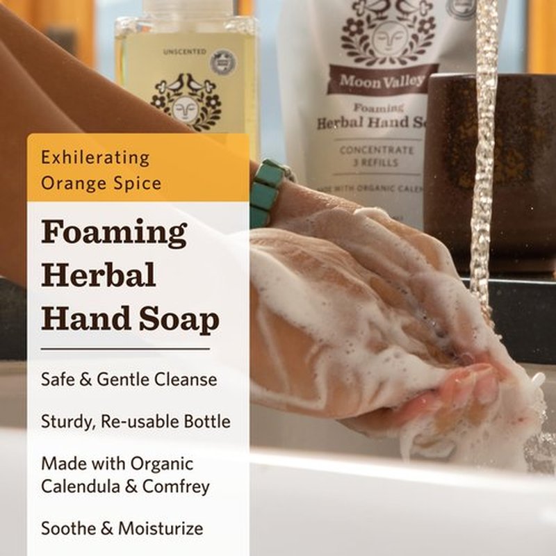 Moon Valley Herbal Foaming Hand Soap, Orange Spice Two Pack, Vegan, Recyclable Bottle