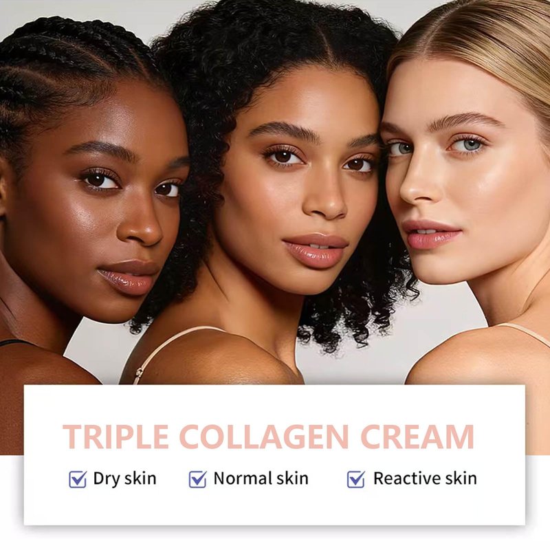 TWLBXMG Collagen Moisture Cream for Face, Triple Collagen & Niacinamide Firming, Anti-Wrinkle & Elasticity Boosting Face Cream, Hydrating Brightening Facial Moisturizer for All Skin Types, 1.69 Fl Oz