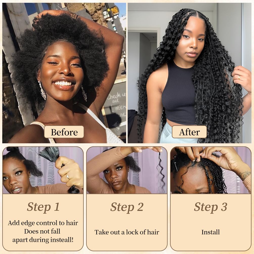 Human Braiding Hair for Boho Knotless Braids 1 Bundle 14 Inches 40g Deep Wave Bulk Human Hair for Braiding Hair Wet and Wavy 10A Brazilian Virgin Human Bohemian Hair for Braiding 99J