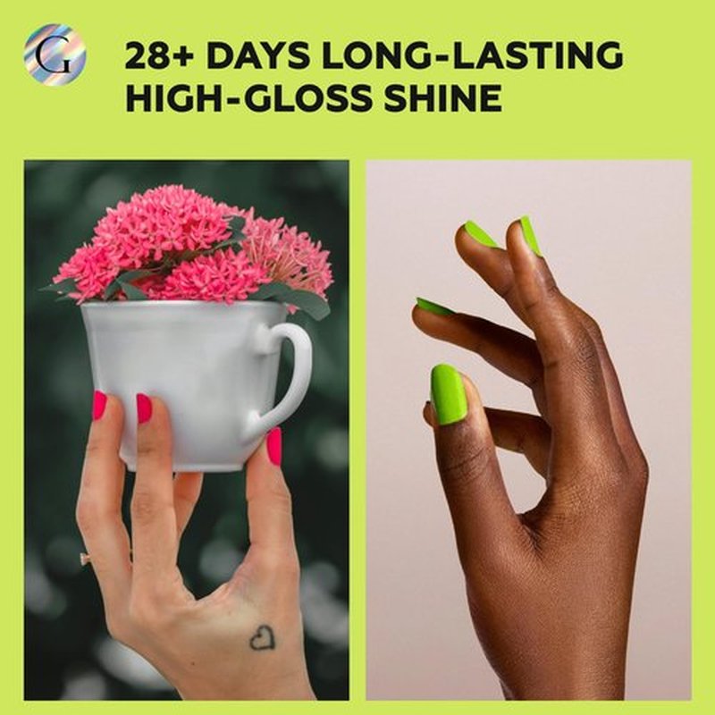 GLOSS Neon Gel Polish Set | 6 Pcs with Neon Pink, Bright Pink, Neon Orange, Neon Yellow, Green Lime & Neon Green Colors, LED Nail Gel Polish, Soak off DIY Nail Summer Gel Polish for Women & Girls